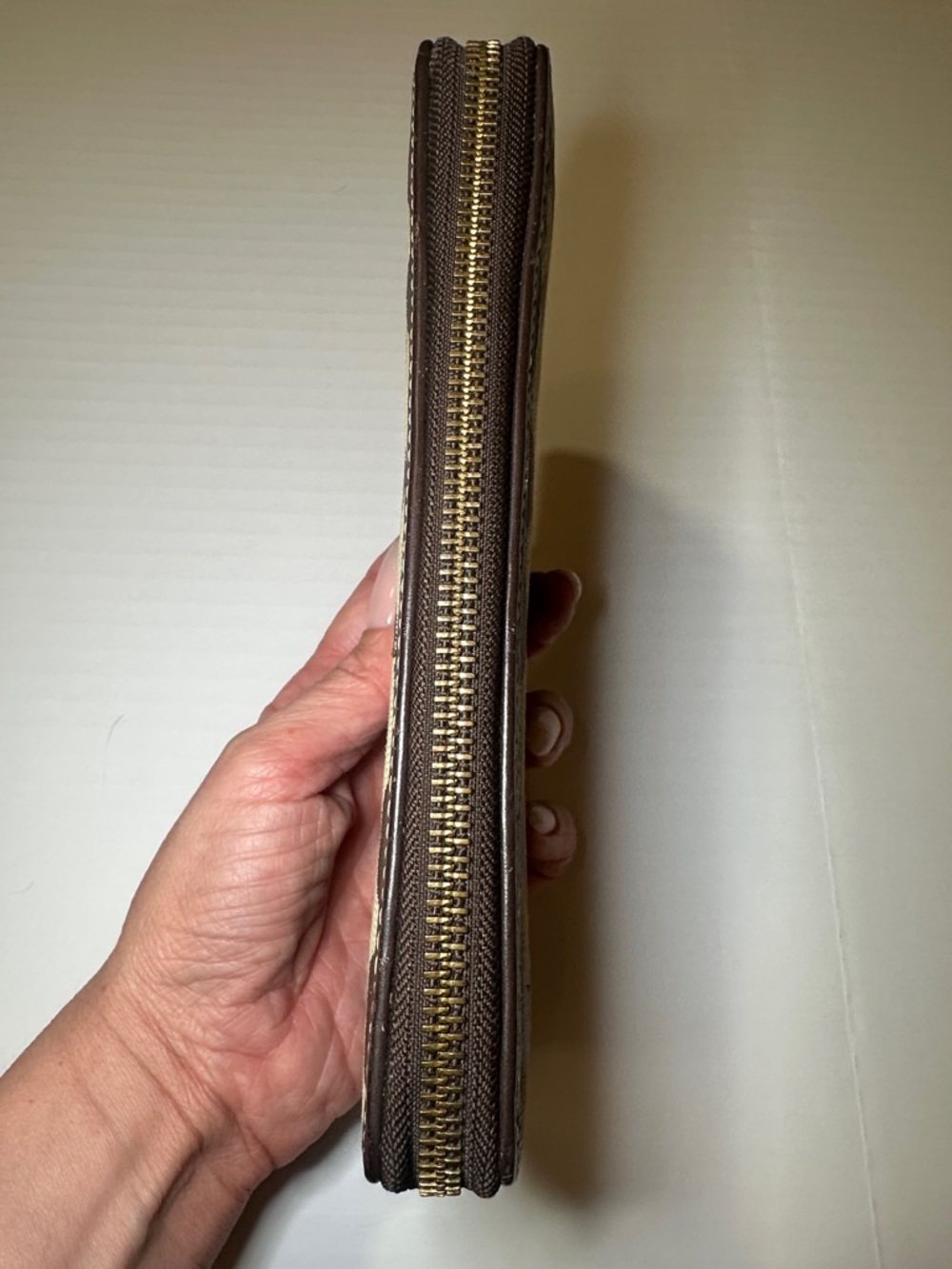 Coach Vintage Y2K Signature Zip Around Wallet Brown Khaki Tan Canvas Leather - Picture 5 of 12